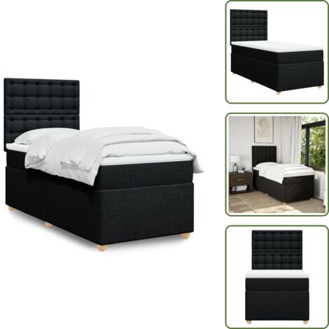 Materasso morbido - vidaXL Giroletto a Molle con Materasso Nero 100x200 cm in Tessuto - Letto con doghe