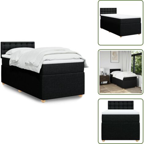 Materasso morbido - vidaXL Giroletto a Molle con Materasso Nero 100x200 cm in Tessuto - Letto con doghe