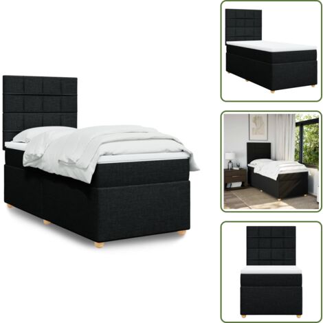 Materasso morbido - vidaXL Giroletto a Molle con Materasso Nero 100x200 cm in Tessuto - Letto con doghe
