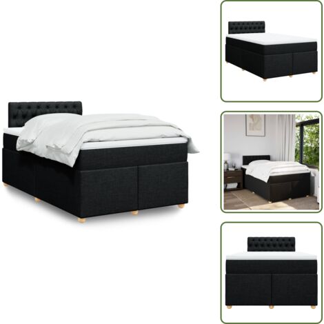 Materasso morbido - vidaXL Giroletto a Molle con Materasso Nero 120x190 cm in Tessuto - Letto con doghe