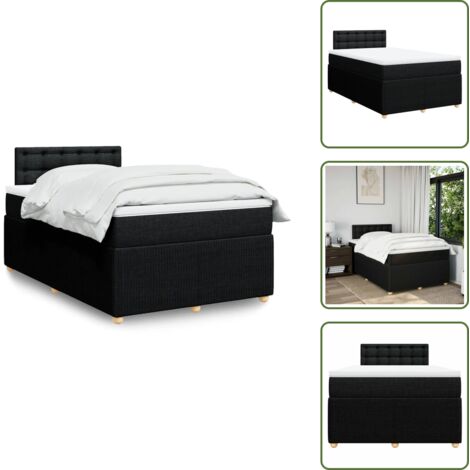 Materasso morbido - vidaXL Giroletto a Molle con Materasso Nero 120x190 cm in Tessuto - Letto con doghe