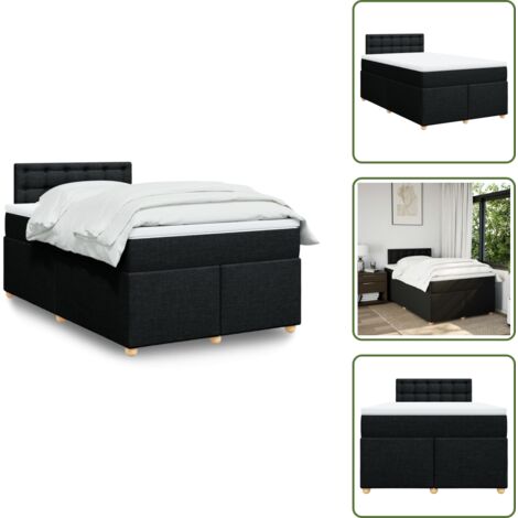 Materasso morbido - vidaXL Giroletto a Molle con Materasso Nero 120x190 cm in Tessuto - Letto con doghe