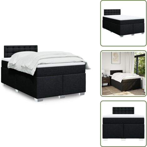 Materasso morbido - vidaXL Giroletto a Molle con Materasso Nero 120x190 cm in Tessuto - Letto con piedi stabili