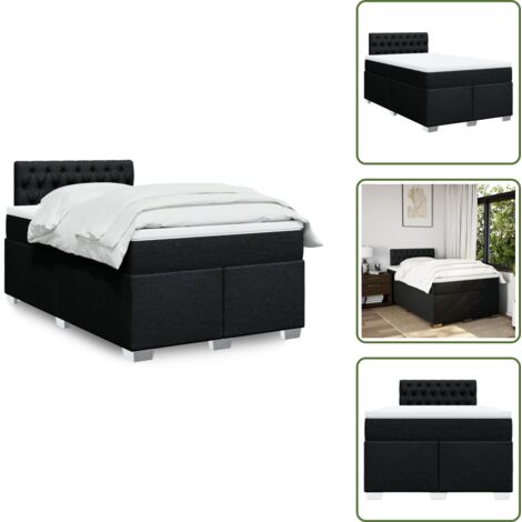 Materasso morbido - vidaXL Giroletto a Molle con Materasso Nero 120x190 cm in Tessuto - Letto con piedi stabili