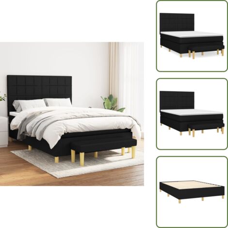 Materasso morbido - vidaXL Giroletto a Molle con Materasso Nero 140x200 cm in Tessuto - Letto con coprimaterasso