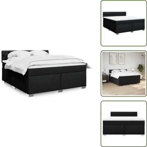 Materasso morbido - vidaXL Giroletto a Molle con Materasso Nero 180x200 cm in Tessuto - Letto con piedi in legno