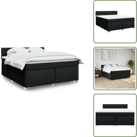 Materasso morbido - vidaXL Giroletto a Molle con Materasso Nero 180x200 cm in Tessuto - Letto con piedi in legno