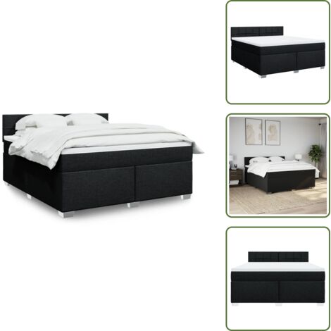 Materasso morbido - vidaXL Giroletto a Molle con Materasso Nero 180x200 cm in Tessuto - Letto con piedini