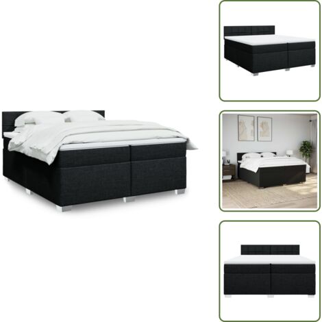 Materasso morbido - vidaXL Giroletto a Molle con Materasso Nero 200x200 cm in Tessuto - Letto con doghe
