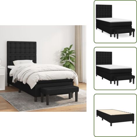 Materasso morbido - vidaXL Giroletto a Molle con Materasso Nero 80x200 cm inTessuto - Letto con panca