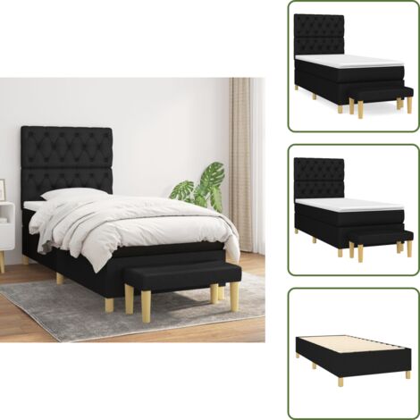 Materasso morbido - vidaXL Giroletto a Molle con Materasso Nero 80x200 cm inTessuto - Letto con panca