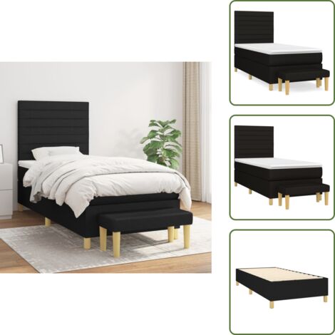 Materasso morbido - vidaXL Giroletto a Molle con Materasso Nero 80x200 cm inTessuto - Letto con panca