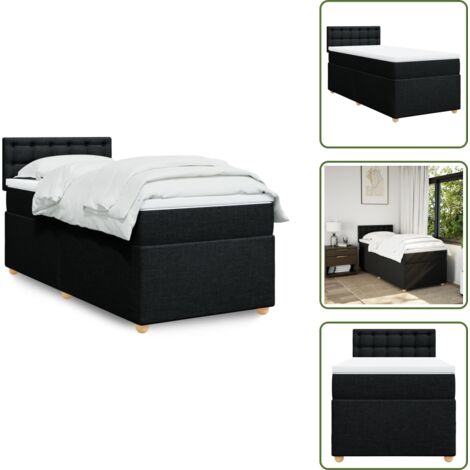 Materasso morbido - vidaXL Giroletto a Molle con Materasso Nero 90x190 cm in Tessuto - Letto con doghe