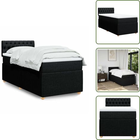 Materasso morbido - vidaXL Giroletto a Molle con Materasso Nero 90x190 cm in Tessuto - Letto con doghe