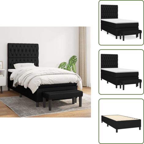 Materasso morbido - vidaXL Giroletto a Molle con Materasso Nero 90x200 cm in Tessuto - Letto con coprimaterasso
