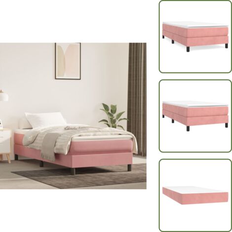 Materasso morbido - vidaXL Giroletto a Molle con Materasso Rosa 90x190 cm in Velluto - Letto con doghe