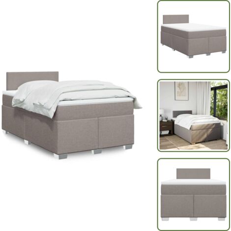 Materasso morbido - vidaXL Giroletto a Molle con Materasso Tortora 120x190 cm in Tessuto - Letto con piedi stabili