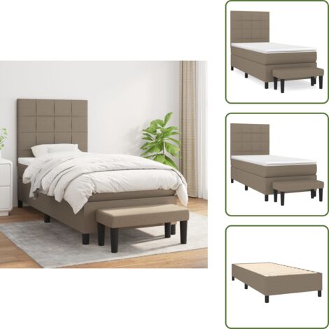 Materasso morbido - vidaXL Giroletto a Molle con Materasso Tortora 80x200 cm inTessuto - Letto con coprimaterasso