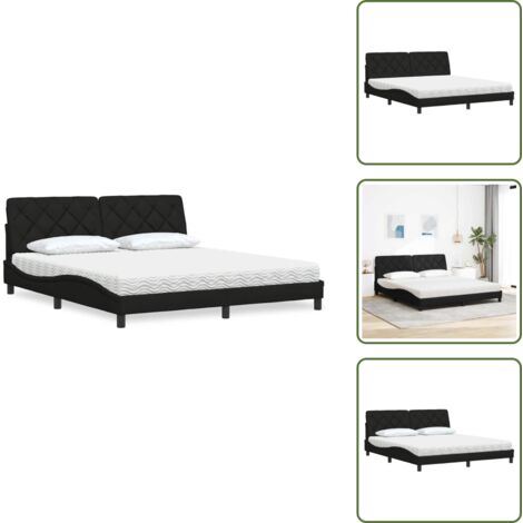 Materasso morbido - vidaXL Letto con Materasso Nero 180x200 cm in Tessuto - Letto in tessuto