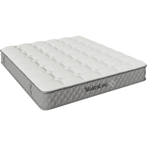 Materasso ortopedico 120x200 cm, 7 zone, schiuma fredda + molle insacchettate, H3 medio-rigido, bianco