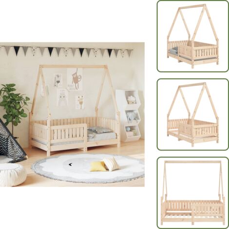 Materasso per bambini - vidaXL Giroletto per Bambini 70x140 cm in Legno Massello di Pino - Giroletto in legno
