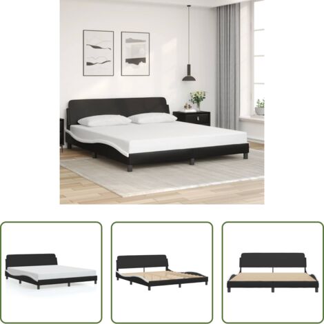 Materasso per letto -  Giroletto Dover Nero e Bianco 180x200 cm in Similpelle