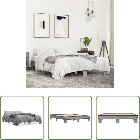 Materasso per letto -  Giroletto Grigio Sonoma 150x200 cm in Legno Multistrato Metallo