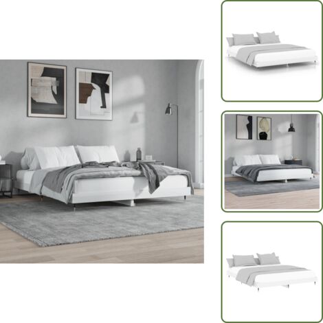 Materasso per letto - vidaXL Giroletto Bianco Lucido 140x200 cm in Legno Multistrato - Letto con doghe in compensato
