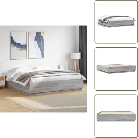 Materasso per letto - vidaXL Giroletto Grigio Sonoma 180x200 cm in Legno Multistrato - Letto moderno