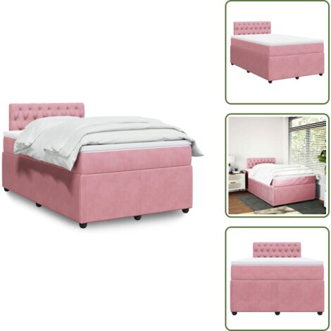 Materasso rosa - vidaXL Giroletto a Molle con Materasso Rosa 120x190 cm in Velluto - Letto con testiera