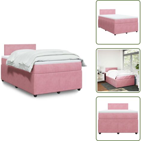 Materasso rosa - vidaXL Giroletto a Molle con Materasso Rosa 120x190 cm in Velluto - Letto con testiera