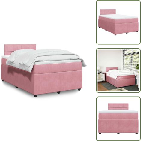 Materasso rosa - vidaXL Giroletto a Molle con Materasso Rosa 120x190 cm in Velluto - Letto con testiera