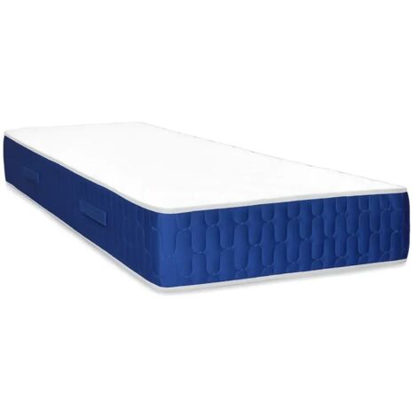 Materasso Singolo 80x190x25 cm Memory Foam Bordo Blu Traspirante