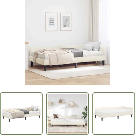 Materasso -  Struttura Letto Angolare con Materasso 2 pcs Crema Velluto