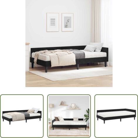 Materasso -  Struttura Letto Angolare con Materasso Altro 2 pcs Nero Velluto