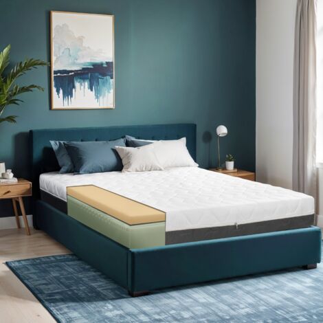 Materasso TANHK Memory Foam Doppio Strato 130x190cm, 20cm, Morbido, Anallergico, Sfoderabile, Made in Italy