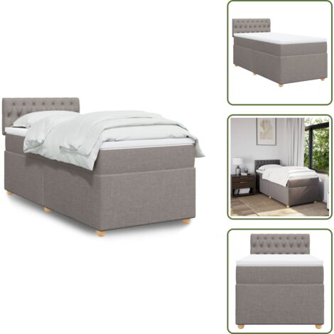 Materasso tortora - vidaXL Giroletto a Molle con Materasso Tortora 100x200 cm in Tessuto - Letto con doghe