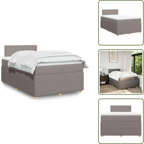 Materasso tortora - vidaXL Giroletto a Molle con Materasso Tortora 120x190 cm in Tessuto - Letto con testiera