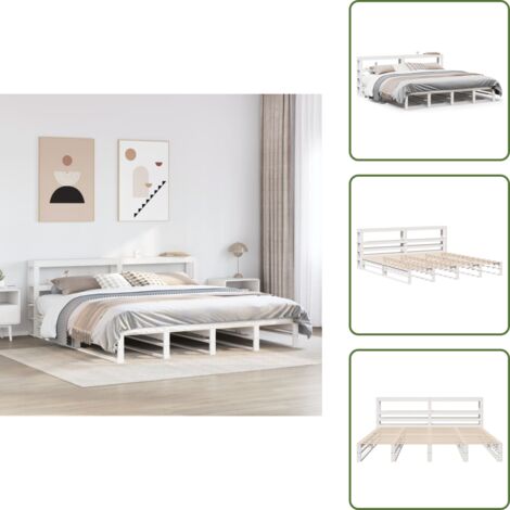 Materasso - vidaXL Giroletto con Testiera Bianco 180x200 cm Massello Pino - Ripiani