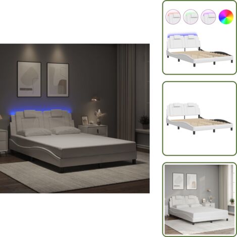 Materasso - vidaXL Giroletto Viana con LED senza Materasso Bianco 120x200 cm - Similpelle