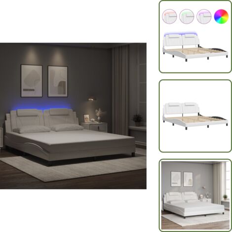 Materasso - vidaXL Giroletto Viana con LED senza Materasso Bianco 180x200 cm - Similpelle