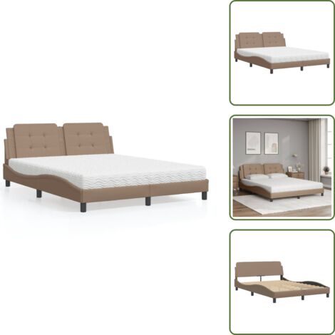 Materasso Zadar - vidaXL Letto con Materasso Zadar Cappuccino 160x200cm Similpelle - Letto con cuscino testiera