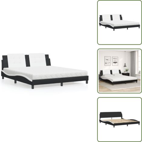 Materasso Zadar - vidaXL Letto con Materasso Zadar Nero e Bianco 180x200 cm in Similpelle - Letto con giroletto