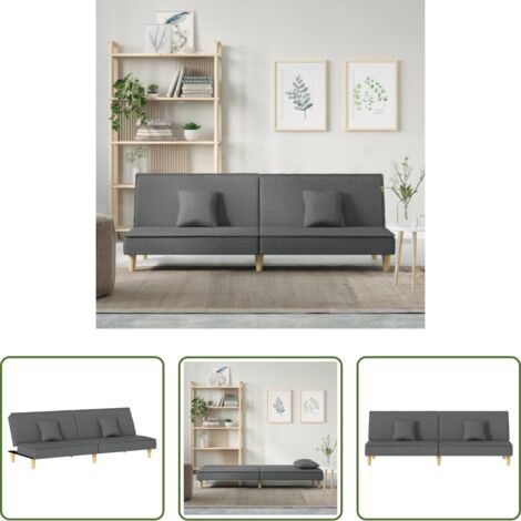 Materiale resistente -  Divano Letto Grigio Scuro in Tessuto