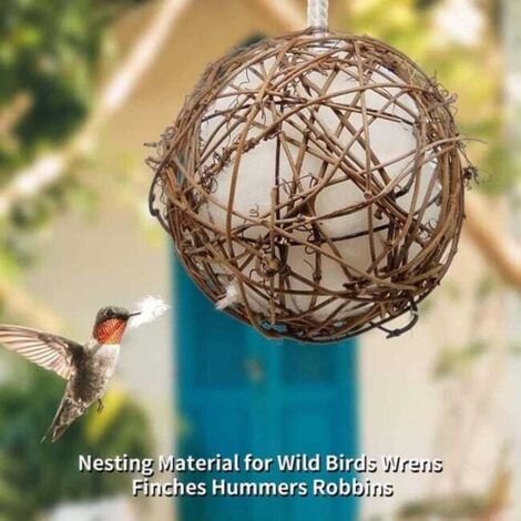Materiali per casette per uccelli e nidi fatti a mano, 3 pezzi, materiale per nidificare pappagalli e colibrì per cortili esterni, 10 cm