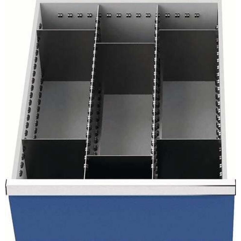 Matériel de compartimentage pour tiroir Hauteur du panneau 200 mm 2 séparateurs long./6 transversaux largeur des tiroirs 450 mm