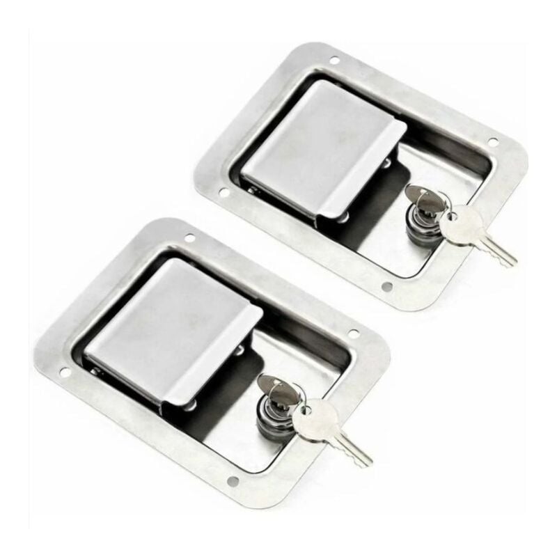 Csparkv - Matériel Paquet de 2 Loquet à Ressort pour Palette en Acier Inoxydable avec Serrure et Clé - Poignée Unique à Affleurement pour Remorque de