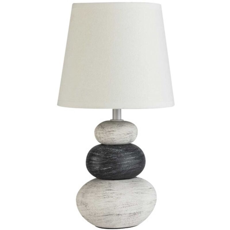Mathias Luminaires - Lampe ceramique Anya blanc/gris 16x30cm