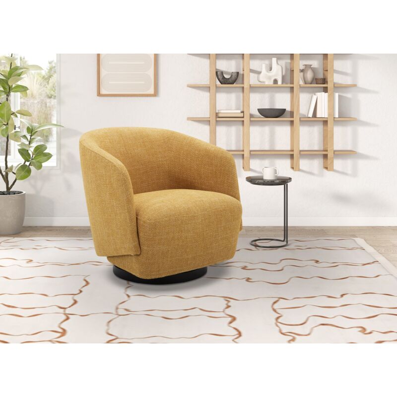 Deco In Paris - mathis - Fauteuil pivotant en tissu jaune mathis
