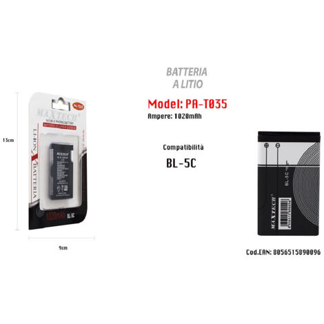 Matières Compatibles Avec Bl-5c Maxtech 1020mah Pa-t035